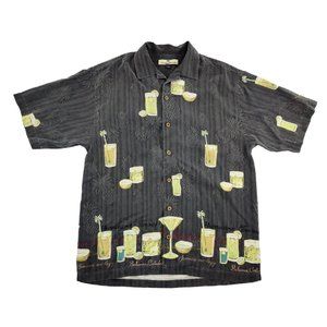 Tommy Bahama Hawaiian Shirt Men's Small Gray Hula